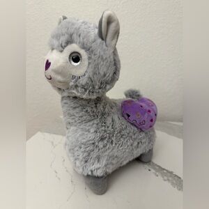 Gray llama  Plush with Purple Heart 11”